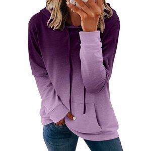 Womens Hooded Pullover Sweatshirt Plus Size Casual Fall Tunic Top